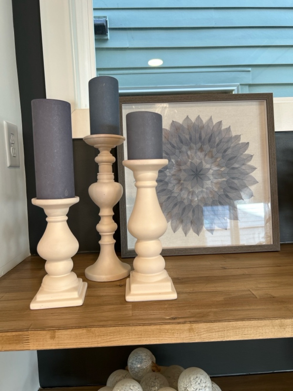Set of 3 Cream Ceramic Candlesticks | Wedding Decor | Neutral Farmhouse